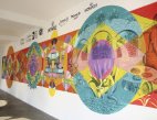 Plasma gobierno estatal elementos culturales de Tochimilco en mural comunitario